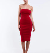 Melrose - prążkowana prosta sukienka midi typu tuba