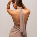 sukienka maxi z odkrytymi plecami z modalu "Almond"