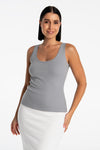 krótka damska bluzka na ramiączkach w klasycznym stylu na lato z oddychającej bawełny "Gray"