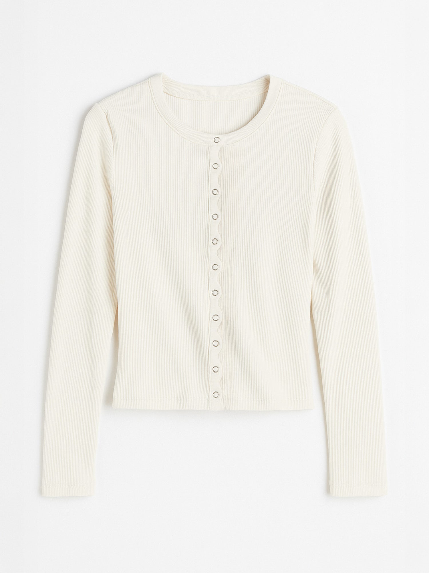 Helsa - prążkowany kardigan z falistym wykończeniem -  ECRU