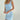 Soho - prążkowana sukienka mini z kwadratowym dekoltem - BABY BLUE