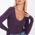 dopasowana bluzka damska z okrągłym dekoltem "Purple"