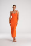 bawełniana długa sukienka maxi na ramiączkach na lato "Orange"
