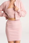 różowa ołówkowa spódnica mini ze ściągacza "Pink"