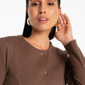 elegancki żakiet damski z prążkowanej bawełny w kolorze czekoladowym "Chocolate"