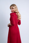 czerwona kopertowa sukienka midi ze ściagacza "Red"