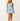 Soho - prążkowana sukienka mini z kwadratowym dekoltem - BABY BLUE