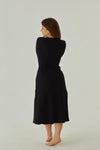 czarna ściągaczowa sukienka za kolano w kopertowym stylu "Black"