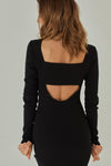 czarna sukienka midi ze ściągacza z wyciętymi plecami "Black"