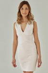 biała sukienka mini ze ściągacza na ramiączkach "Ecru"