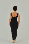 czarna ściagaczowa sukienka maxi na ramiączkach "Black"