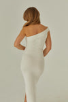 biała sukienka maxi z prążkowanej bawełny "Ecru"