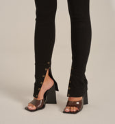 czarne ściągaczowe legginsy damskie z rozpinanymi nogawkami "Black"