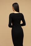 czarna prążkowana sukienka midi "Black"