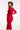 dopasowana dzianinowa sukienka za kolano z prążka z subtelnym okrągłym dekoltem "Red"