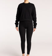 krótka luźna bawełniana bluza damska z prążka "Black"